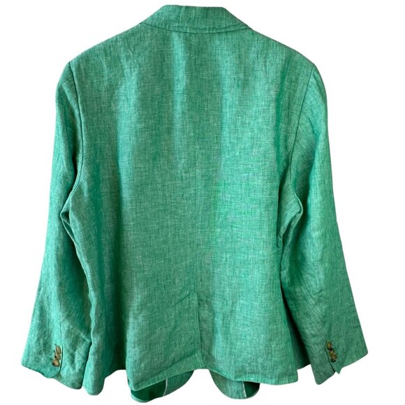 Talbots Woman Green 100% Linen Blazer size 24W Jacket - Picture 6 of 7